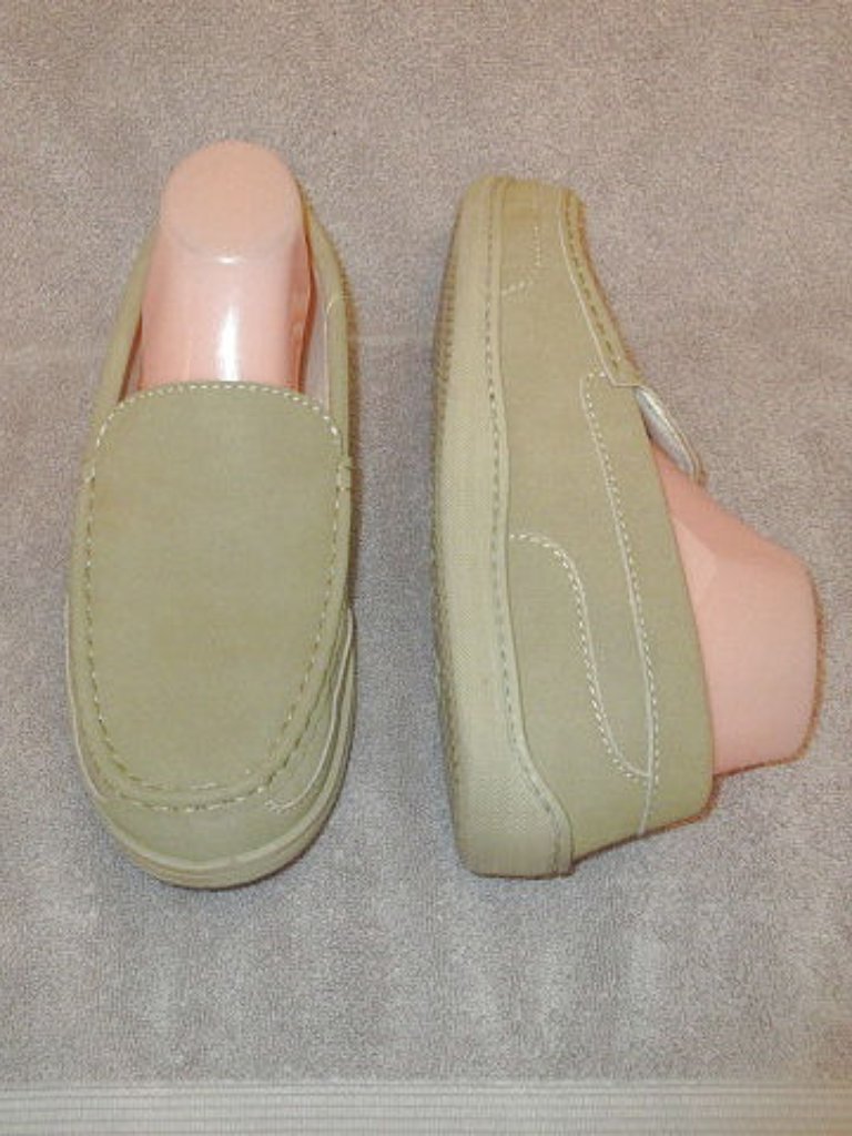 My Slippers Mens Size 9 Leather Moccasin Comfort Slip On Lined Foam In & Out Euc